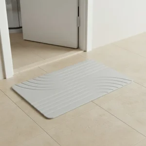 Bath Mat Luxury Novelty Solid White Eco-Friendly 9mm Machine Made Non-slip Diatomite PVC Rubber Backed Super Absorbent 39x60cm