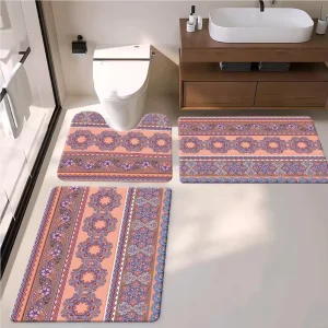 Bath Mat Set 3 Pcs Bathroom Rugs Bring Warm Natural Style for Modern Luxury Bath Decor
