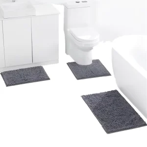 Bath Mat Set 3 Pieces Bath Rug Sets Toilet Floor Anti Slip Bathroom Mat 40x60cm 50x50xm 50x80cm