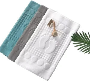 Bath Mats Cotton Banded Machine Washable Shower Bathroom Floor Towel Terry Towelling Tub Shower Bathroom Mat