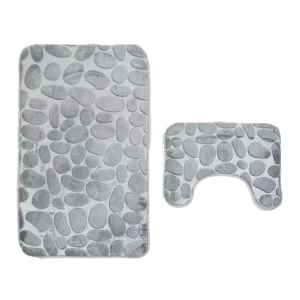 Bath Rug Mat Set of 2 Non Slip Bathroom Mats with Water Absorbent Bathtub Carpet & Toilet Mat