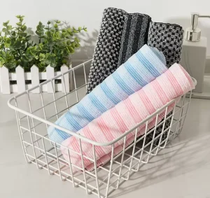 Bath Scrub Towel Korean Style Body Cleaning Bath Towel with Elongated Bath Sponge for Back Scrubbing