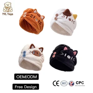 Bath Supplies Hair Towels Custom Embroidery logo OEM ODM Cute Hair Drying Cap Cartoon Animal Hair Turban