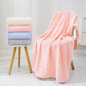 Bath Towel Cloud Lattice Coral Fleece Large Size Thick Absorbent Soft Set Foe Adult Home Shopping Mall