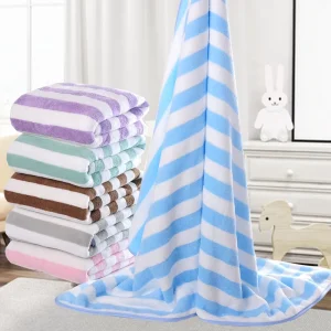 Bath Towel Hotel Beauty Salon Quick Drying Beach Face Striped Coral Fleece for Home Soft Absorbent