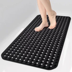 Bath Tub Shower Mat Non Slip Bathtub Floor Liner Mats Inside Shower Bathroom Machine Washable Soft 35×16 Inch Black