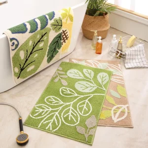 Bathroom Anti Slip Absorb Bath Mat Home New Super Water Absorption Bathroom Door Mat Plant Pattern Non Slip Bath Mat