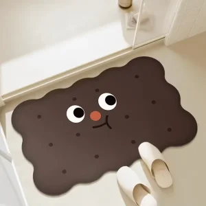 Bathroom Floor Mat Diatom Mud Non slip Absorbent Soft Printed Pattern 2.5/3.5mm Thickness Cute Cream style Restroom Kitchen