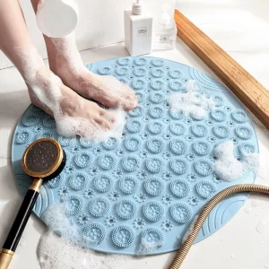 Bathroom Mat Anti Slip Shower Mat with Suction Cups and Drain Hole Bathtub Mats Machine Washable Shower Stall Pads