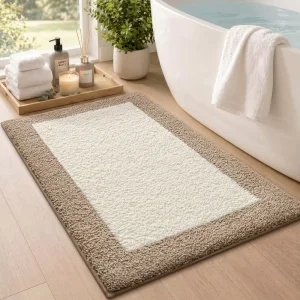Bathroom Rugs 24×36 Absorbent Microfiber Bath Mat Non Slip Washable Bath Mat for Bath