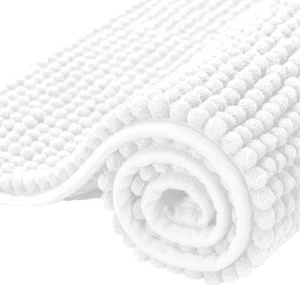 Bathroom Rugs Chenille Bath Rug Soft Shower Mat Water Absorbent Shower Mat