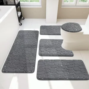Bathroom Rugs Sets Memory Foam Bathroom Mats Set Extra Thick Non Slip Bath Mats for Bathroom Water Absorb