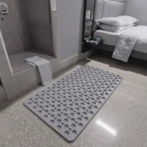 Bathroom Solid TPE Non Slip Shower Mat with Quick Dry Drainage Holes Soft Cushion for Tub Machine Washable