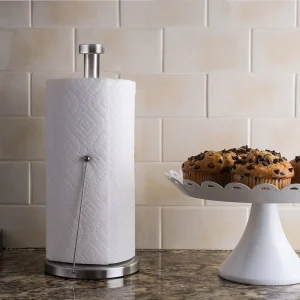 Bathroom Tissue Roll Holder Free Standing Toilet Kitchen Paper Holder with Clip