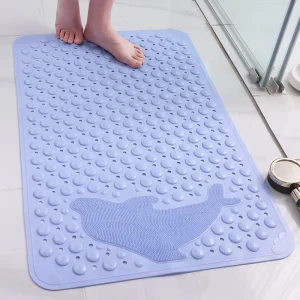 Bathtub Shower Mats Extra Long Non Slip Rubber Bath Mat Shower Massage Mat with Drainage Hole Strong Suction Cup