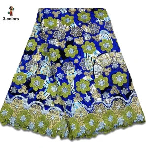 Batik Fabric African Wax Print Fabric Embroidery Lace Trim Cotton Wax Print Lace Fabric 5 Yard Lace Design
