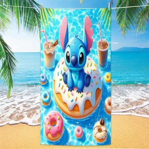 Beach Towel Cartoon Cute Stitch Bath Towel Ultra-Fine Microfiber Absorbent Quick Drying Soft Comfortable
