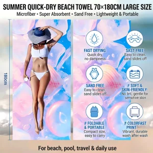 Beach Towels Custom Big Size Absorbent Quick Drying Double sided fleece Digital Printing Pattern Beach Towels
