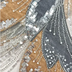 Beaded Lace Velvet Eco-Friendly Organic High-End Embroidery for Wedding Gowns & Evening Dresses