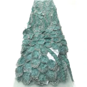 Beaded Lace with Net Embroidered Flowers and Sequins Lace Fabric for Wedding Dress Materials Party