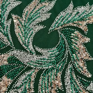 Beaded Tube 3D Lace Fabric Embroidery Sequin Organic Eco Friendly for Evening Bridal Party Dresses