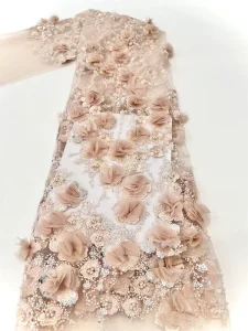 Beaded Tube Embroidery Summer Fairy Wedding Dress Lace Fabric Girls Mesh Fabric Cross-Border Foreign Trade Spot