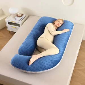 Bean Fleece Maternity Body Pillow for Pregnant Women G shaped with Neck Protection Sleep Aid Washable Outer Cover
