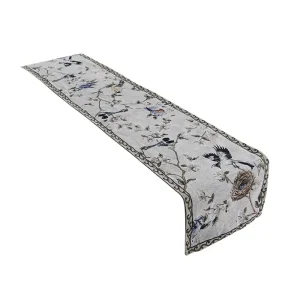 Beautiful Flower and Bird White Dinning Table Runners Tablecloths for Sale