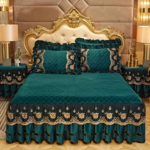 Beautiful King Cotton Bed Skirts Lace Cotton Home Luxury Bed Skirt Set
