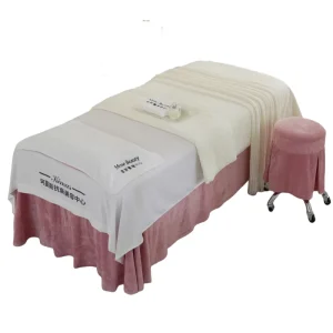 Beautiful Pink Beauty Salon Bedding Sets Massage Spa Use Coral Velvet Embroidery Duvet Cover Bed Skirt Quilt Thicken Sheet