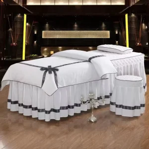 Beauty Bedspread 4 Pieces Set of High end Massage Parlor SPA Health Bed Cover and Bed Skirt Customized