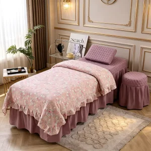 Beauty Salon Bed Cover Quilt Cover Embroidered Logo Massage Therapy Ear Picking SPA Health Club Beauty Bed Four Piece Set