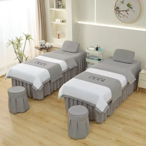 Beauty Salon Bedding Set Quilted Top Design Durable Polyester Fabric Custom Logo Support Professional Grade Quality for Salon