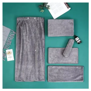 Beauty Salon Towel Set Five Pieces Set Headband Pillow Cover Chest Towel Bath Skirt and Bed Sheet Woven Bathroom Plain