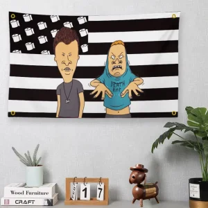Beavis and Butt Head Toilet Paper Flag 3×5 Ft Funny Cartoon Banner for Room Decor