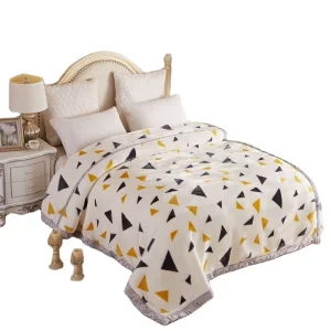 Bed Blankets Spring Autumn Thick Double layer Woven Raschel Throw Blanket Festival Striped