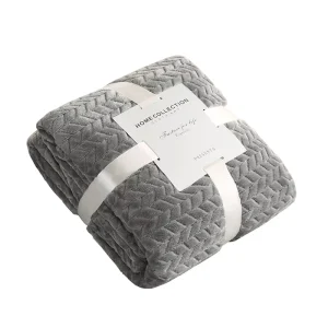 Bed Blankets Throw 100% Polyester Solid Color Jacquard Flannel Blanket Coral Fleece Blankets
