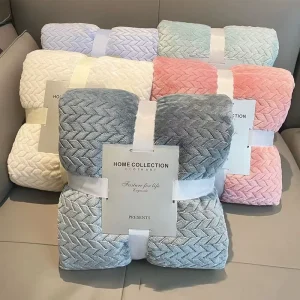 Bed Blankets Throw 100% Polyester Solid Color Jacquard Flannel Blanket Coral Fleece Blankets