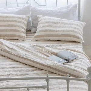 Bed Linen Pure Linen Bedding Linen Sheet Set 4pcs with Pillow Cases 1 Flat Sheet 1 Fitted Sheet 2 Pillow Cases
