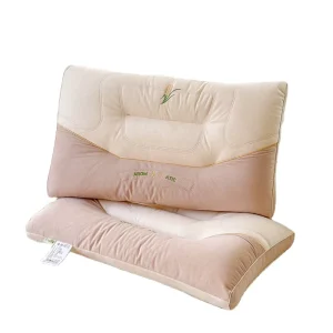 Bed Pillow Soft Velvet Neck Support Sleeping Waffle Fabric Quilted 3D Ergonomic Fluffy Breathable Modern Style Home Bed Hotel