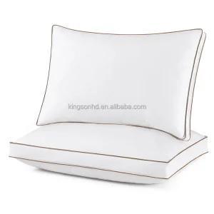 Bed Pillows for Sleeping 2 Pack Goose Feather Down Pillow with 100% Cotton Cover