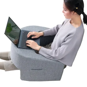 Bed Reading Pillow Compressible Foam Knee Gaming Pillow Desk Mat Office Work on Lap with Side Pocket Leisure Sofa Backrest Chair