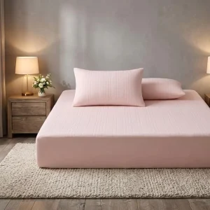 Bed Sheet Pillowcase Set of Three Pieces Made of Nylon and Spandex with Cooling Effect Fabric