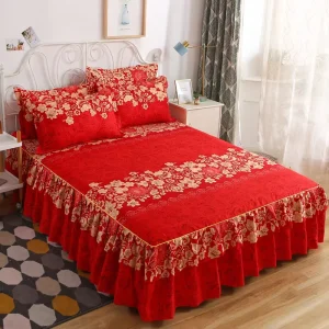 Bed Sheets Bedding Set Home Luxury Floral Printed Bed Skirt Set