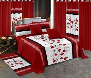 Bed Sheets King Size Christmas Bed Sheets Fitted Sheet Set 100% Cotton Curtain Cloth Bedroom 13pcs Already Made Curtains