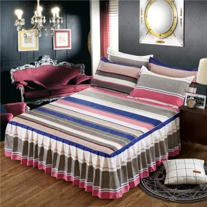 Bed Skirt Bedding Set All Colors Double Sided Queen Size and King 3-piece Bed Skirt Set