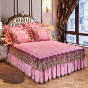Bed Skirt Cover Bedding Velvet Fabric Decorative Bedspread Bed Skirt Skirt Bed Cover