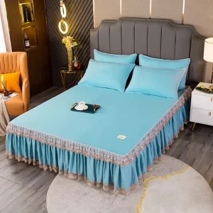 Bed Skirt Non slip Dustproof Mattress Princess Style Bed Sheet Pillowcase Three piece Bed Skirt Set