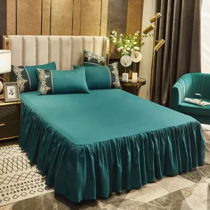 Bed Skirt Polyester Cotton Blend Dustproof Bed Cover Ruffled Bedspread Fitted Protective Skirt for Bedroom Home Bedding