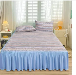 Bed Skirts Set Double Layer Bedspread Printed Bed Sheet Bilateral Bed Skirt Bedsheet